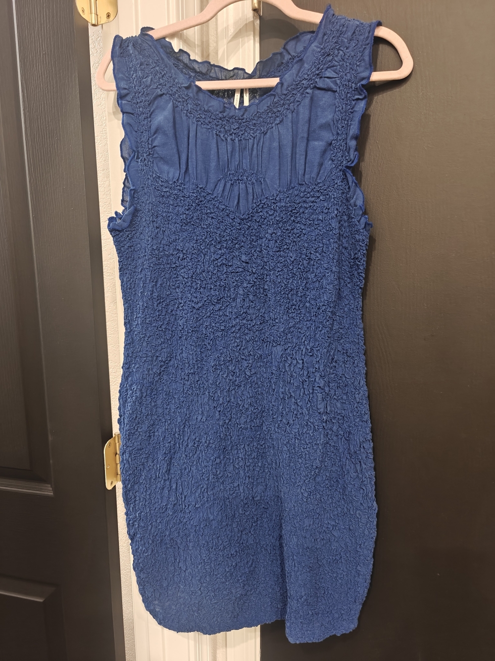 blue By Anthropologie Mock-Neck Textured Mini Dress